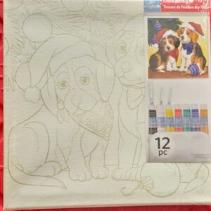 Festive Dog Painting Kit with Canvas and Paints